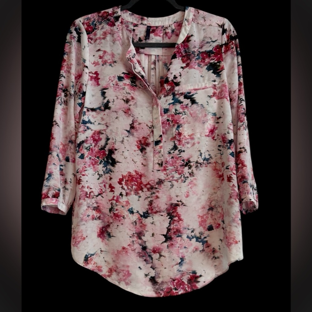 NYDJ Floral Blouse in Pink and Black
